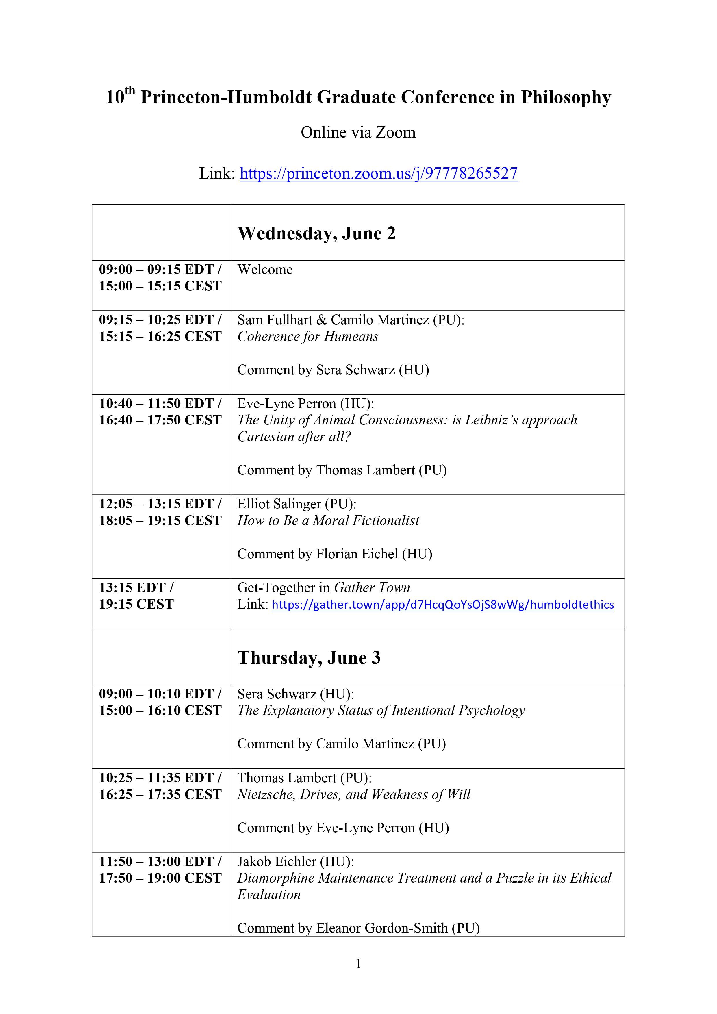 10th PU HU Grad Conference Program